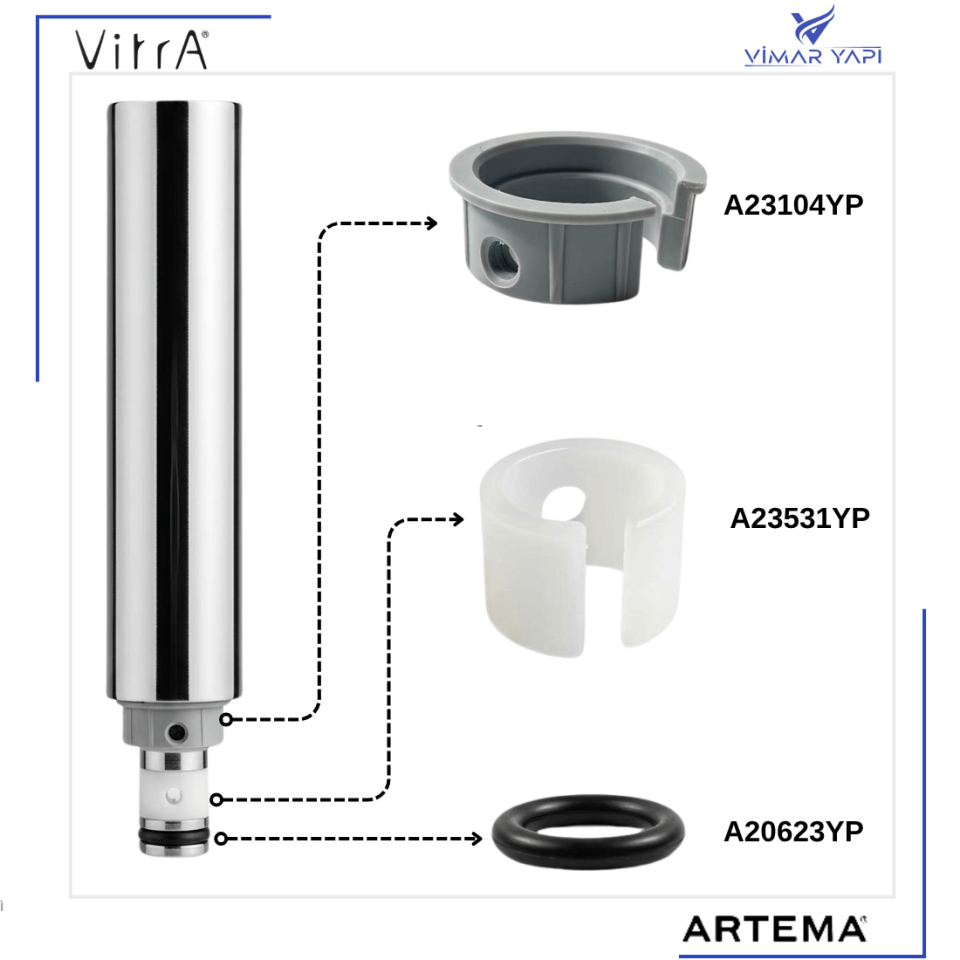 A20623YP O-Ring 2x8 +A23104YP Üst Yataklama Contası+A23531YP Conta