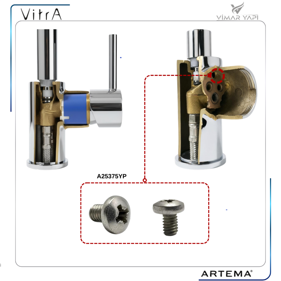 A25375YP Vida M3x4 DIN 7985 Armatür Çıkış Boru Sabitleme