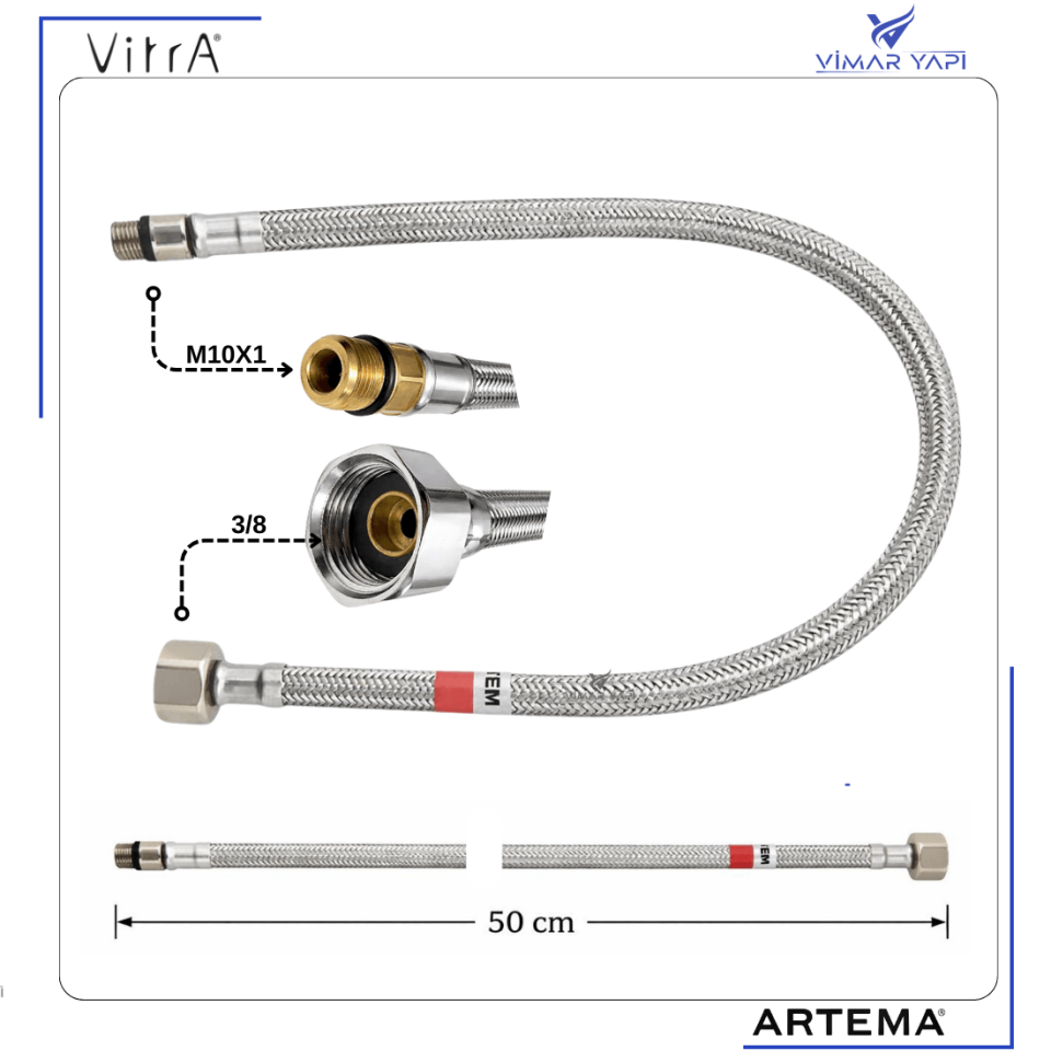 A3162798YP  Flex Hortum - M10x1x18xG3/8 50CM  DN6(10' Sıcak