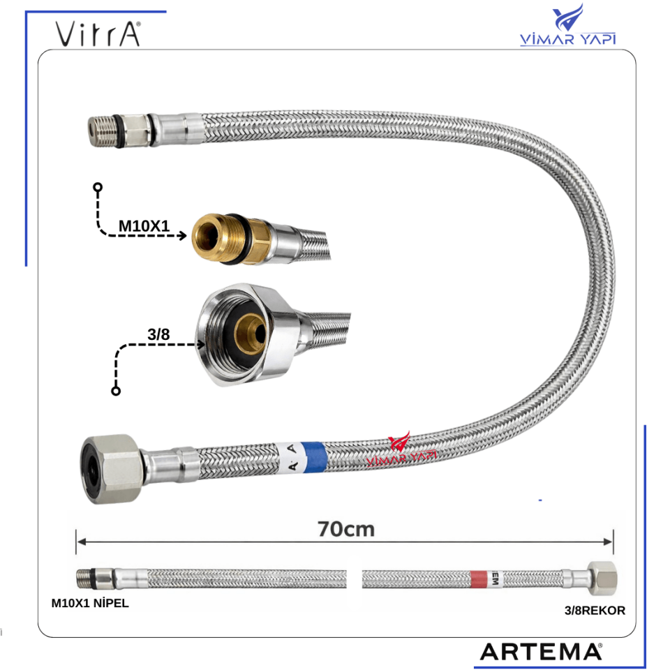 A3157596YP Flex Hortum - M10x1x18xG3/8 70CM DN6 Soğuk
