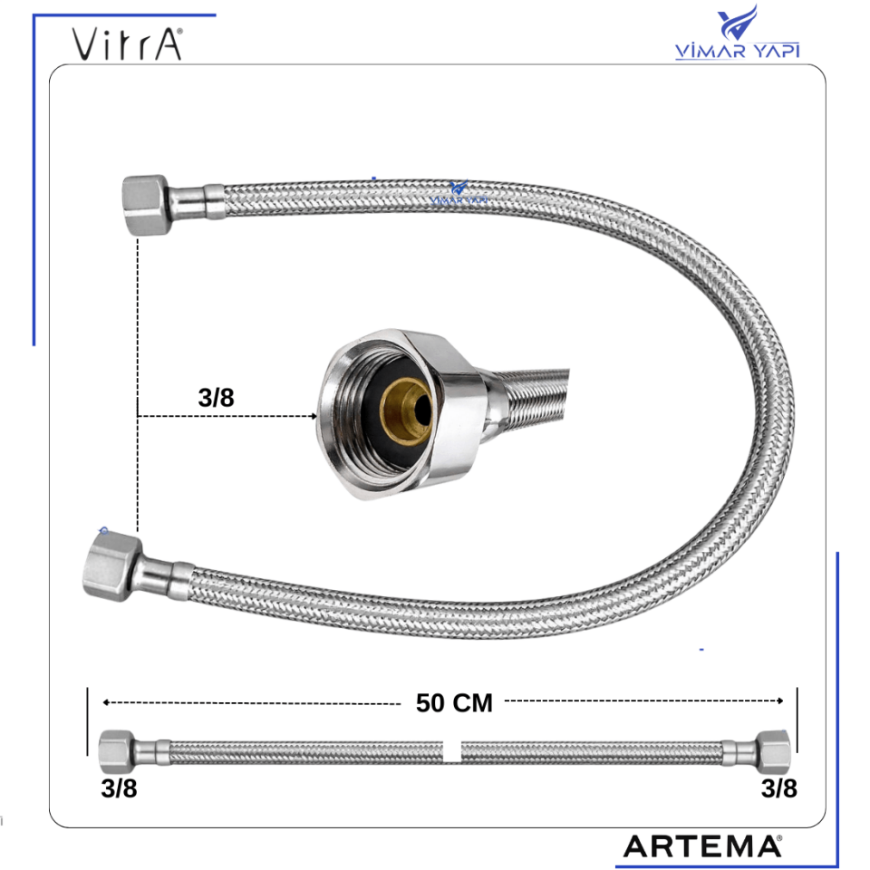 A3264502YP VitrA-ARTEMA.Flex Hortum G3/8 G3/8 50CM DN6