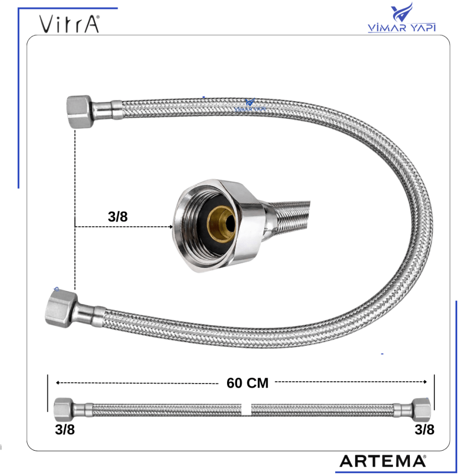 A3264602YP VitrA-Artema.Flex Hortum G3/8 G3/8 60Cm DN6