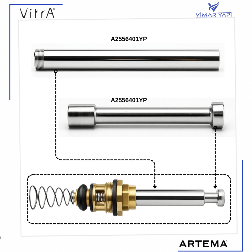 A2556401YP+A2556501YP Ankastre Duş Kumanda Uzatma Ara Parçası