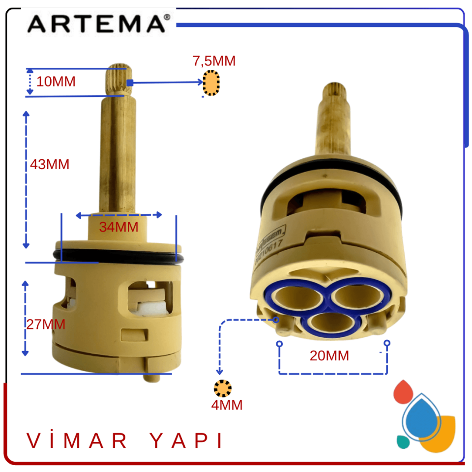 A25105YP 3 Yollu Yönlendirici Kartuşu Ankastre