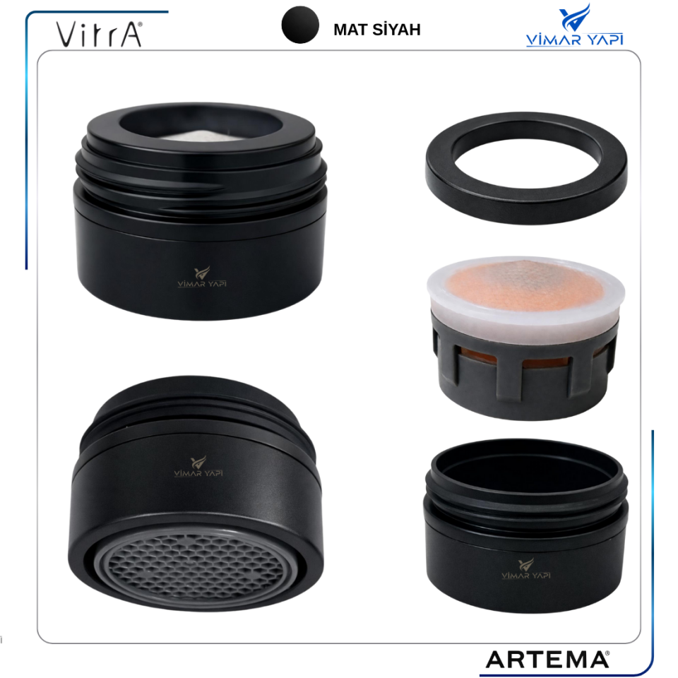 A3318392YP M24x1 Perlatör Honeycomb 5 Lt/min mat siyah