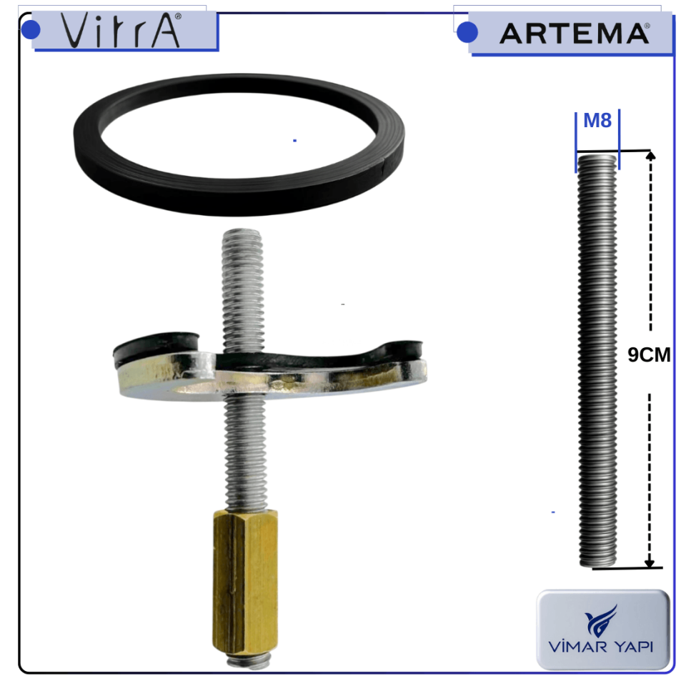 A31727YP Gr Tes.Saplaması+Plakası/M8 L=90