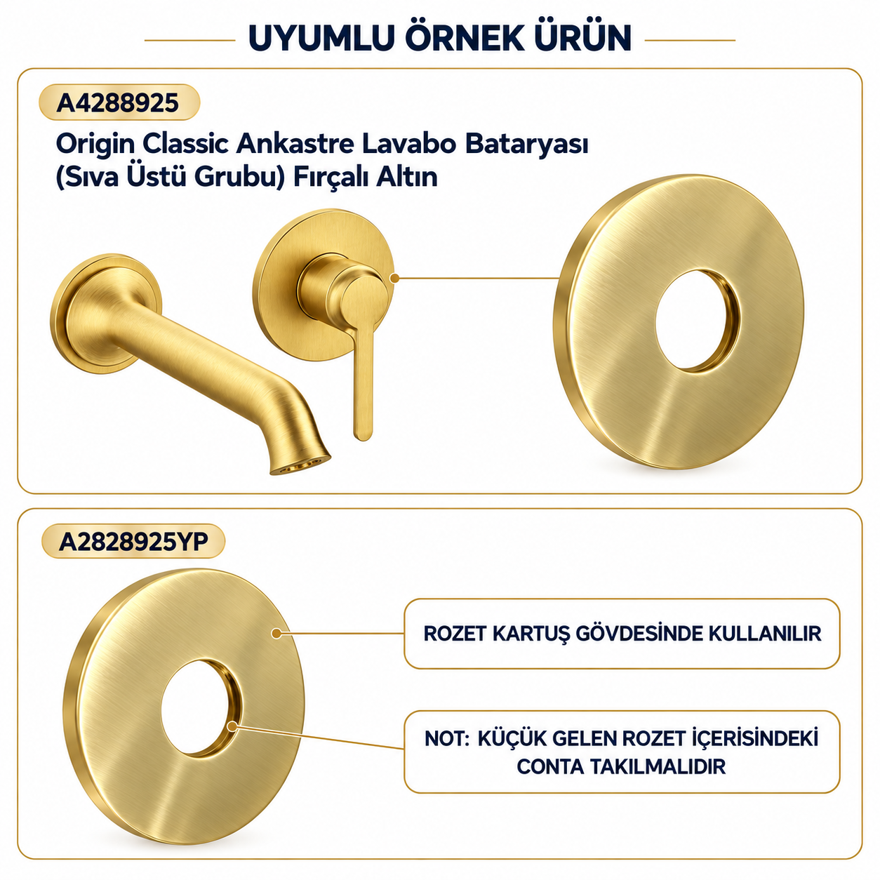A2828925YP Origin Rozet - Ø100- Fırçalı Altın